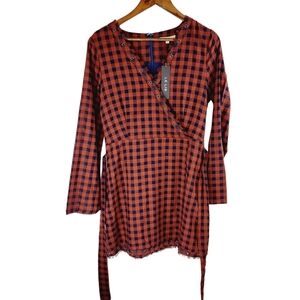 Le Lis Red and Black Plaid Long Sleeve Dress